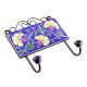 Navy Blue And Forest Green Leaf Ceramic Floral Tiles Hooks 